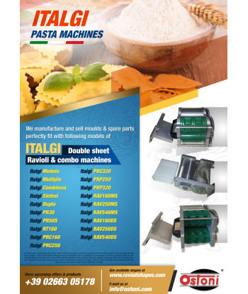 Italgi - Stampo formato rettangolare mm. 85 x 60 per raviolatrice PR30